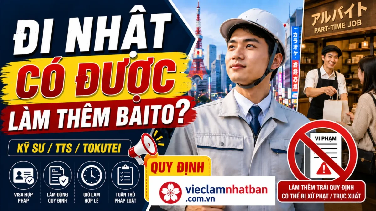 Đi XKLĐ Nhật Có Được Làm Thêm Baito Bên Ngoài Không? Quy Định Làm Thêm Cho Kỹ Sư, Thực Tập Sinh Và Tokutei