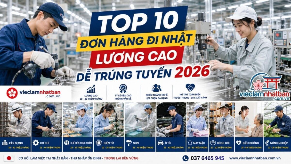 Top 10 đơn hàng đi Nhật lương cao dễ trúng tuyển 2026: So sánh và cách chọn đúng