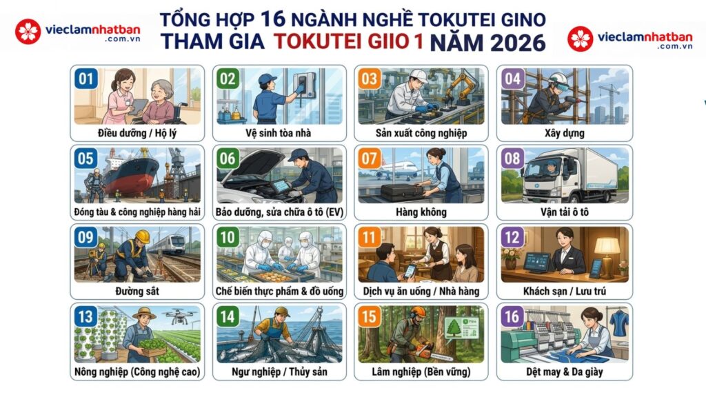 DANH SÁCH CÁC NGÀNH TOKUTEI