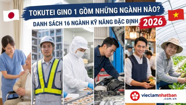Tokutei Gino 1 gồm những ngành nào? Danh sách 16 ngành mới nhất 2026