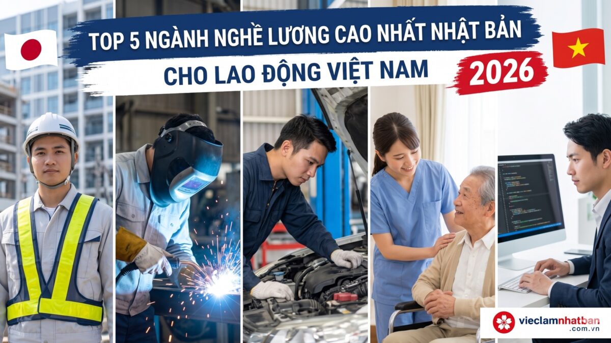 Top 5 ngành nghề lương cao nhất Nhật Bản 2026 cho lao động Việt Nam